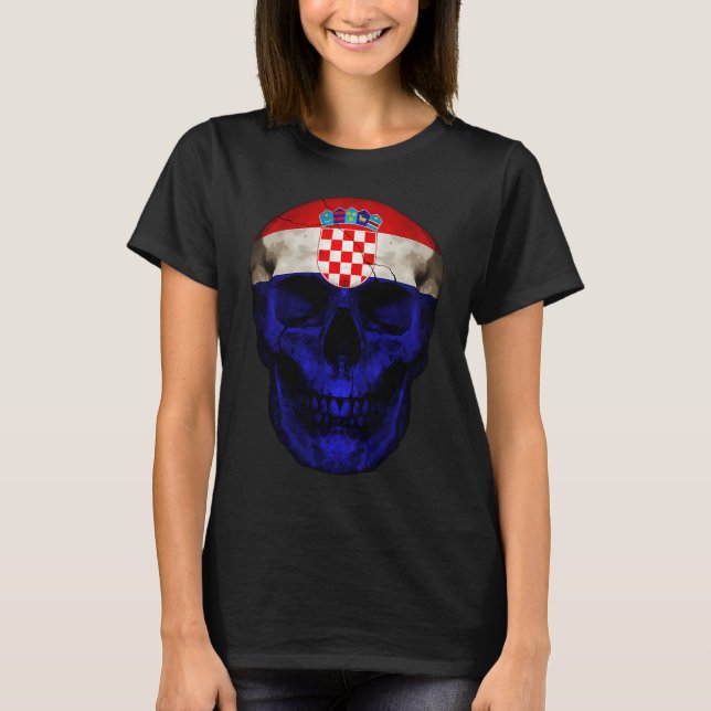 Camiseta Croatia Flag Skull Croatian Roots Proud Patriotic (Anverso)