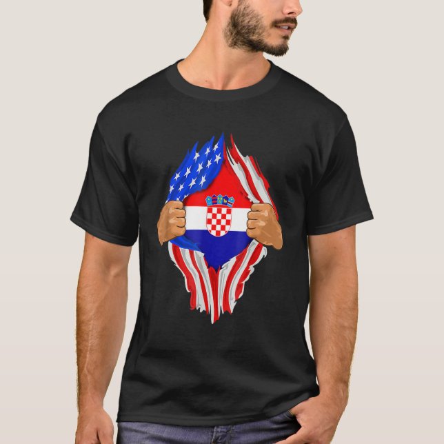 Camiseta Croatian Blood Inside Me T-Shirt  Croatia Flag Gif (Anverso)