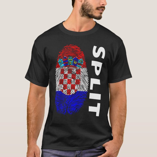 Camiseta Croatian flag fingerprint motif split (Anverso)