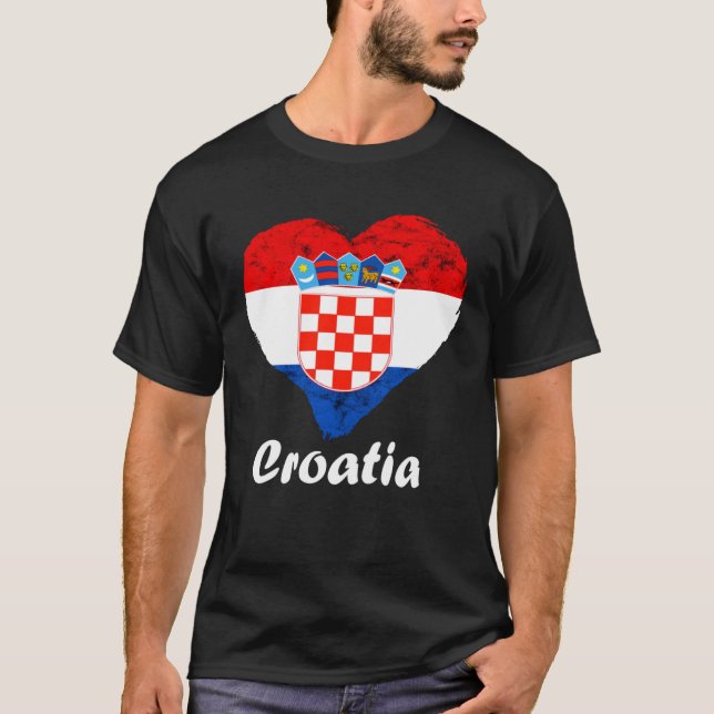 Camiseta Croatian Flag Heart Croatian Roots Croatian Pride  (Anverso)