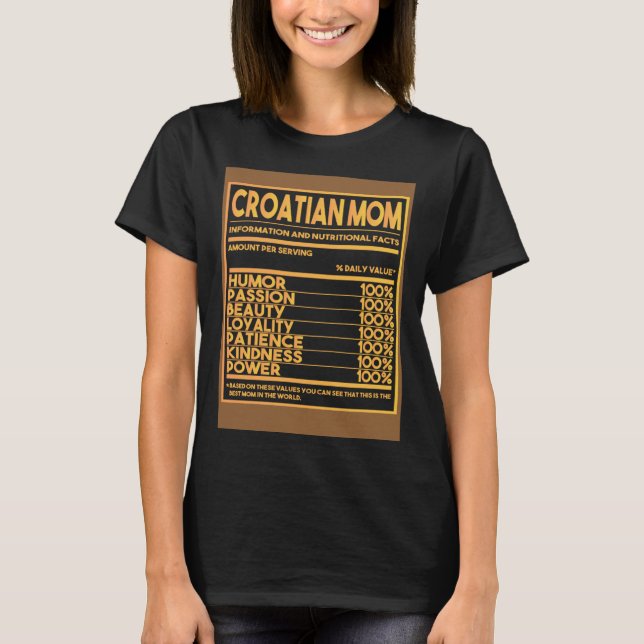 Camiseta Croatian Mom Nutritional facts (Anverso)