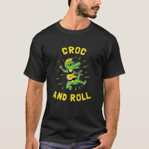 Camiseta Croc and Roll Gracioso Cocodrilo Rock y Rollo T Sh