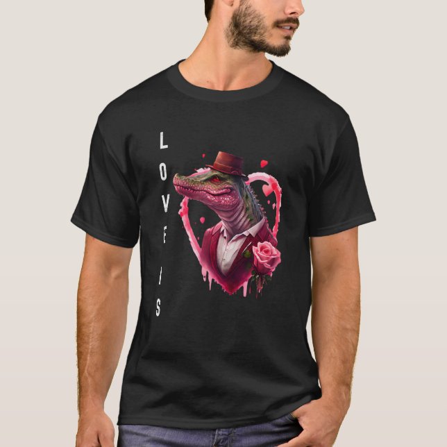 Camiseta Croc Love is With Heart Animal Valentine's day (Anverso)