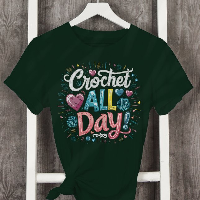 Camiseta Crochet All Day Yarn Heart Love (Subido por el creador)