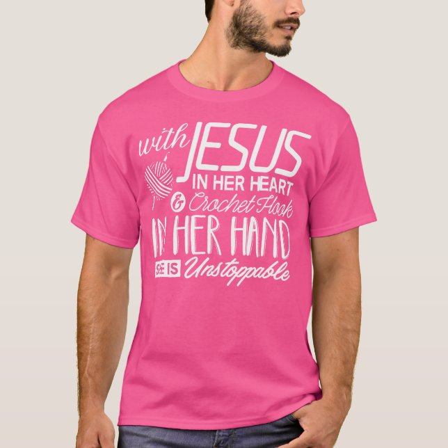 Camiseta Crochet Con Jesús En Su Corazón Crochet Hook Chris (Anverso)