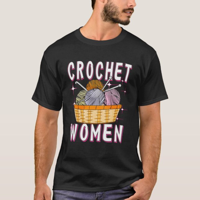 Camiseta Crochet Crochet Crochet Hook Lana Mesh Needle Croc (Anverso)
