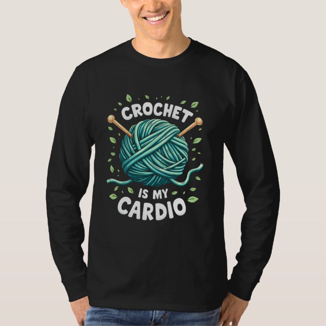 Camiseta Crochet es mi cardio Hilo de coser Fitness (Anverso)