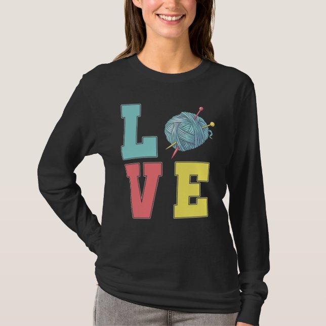 Camiseta Crochet Love Hobby Crafting Yarn Knitter (Anverso)