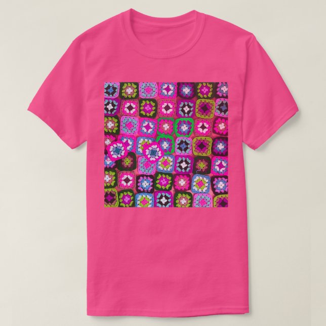 Camiseta Crochet manta granny cuadrado vintage Long (Diseño del anverso)