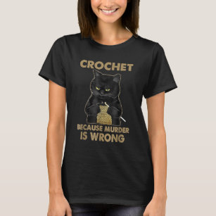 Camiseta Crochet negro de gato porque el asesinato está mal