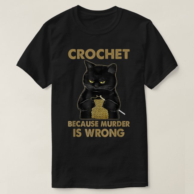Camiseta Crochet porque el asesinato es un gato negro croch (Diseño del anverso)