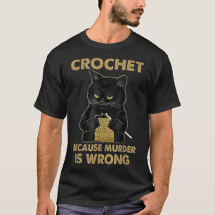 Camiseta Crochet porque el asesinato es un gato negro croch