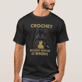 Camiseta Crochet-Porque-Murder-Is-Wrong-Crochet-Black-Cat-