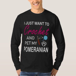 Camiseta Crochet Y Perro Pomeraniano Aman A Mamá Divertida