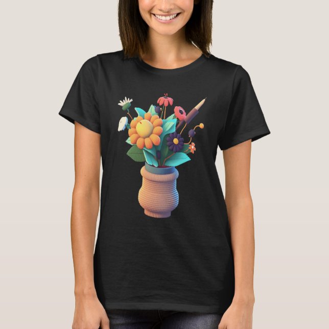 Camiseta Crocheting Mom Knitted Flower Vase Mom  2 (Anverso)