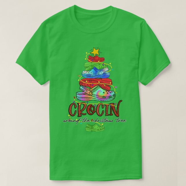 Camiseta Crocin Alrededor Del Árbol De Navidad Gracioso Nav (Diseño del anverso)