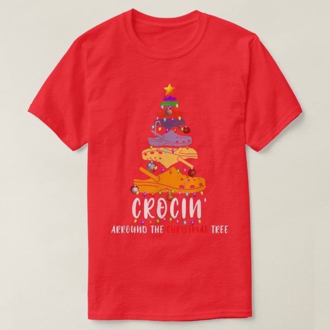 Camiseta Crocin Alrededor Del Árbol De Navidad Gracioso Nav (Diseño del anverso)