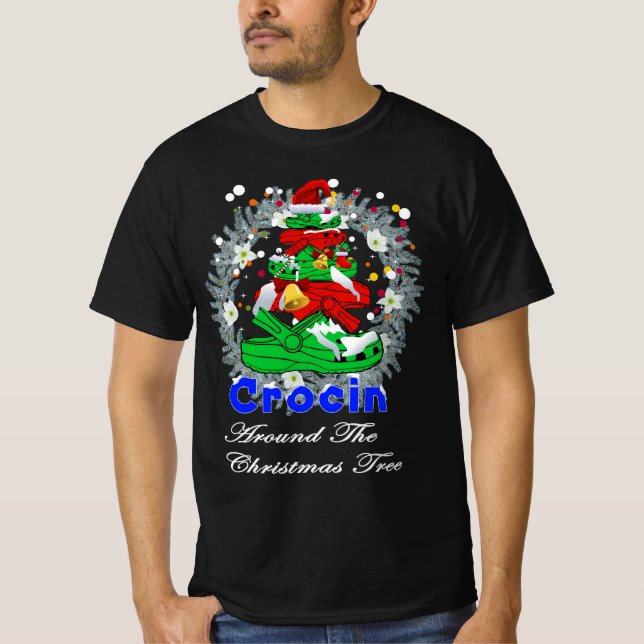 Camiseta Crocin en torno al Árbol de la Feliz Navidad (Anverso)