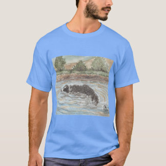 Camiseta Crococollie Border Collie Dog in the Water funny