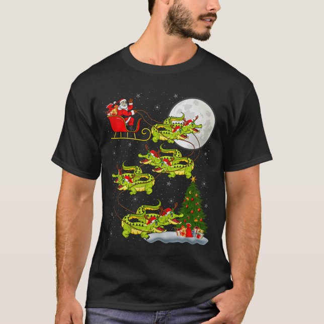 Camiseta Crocodile Alligators Santa Sleigh Flying Funny Chr (Anverso)