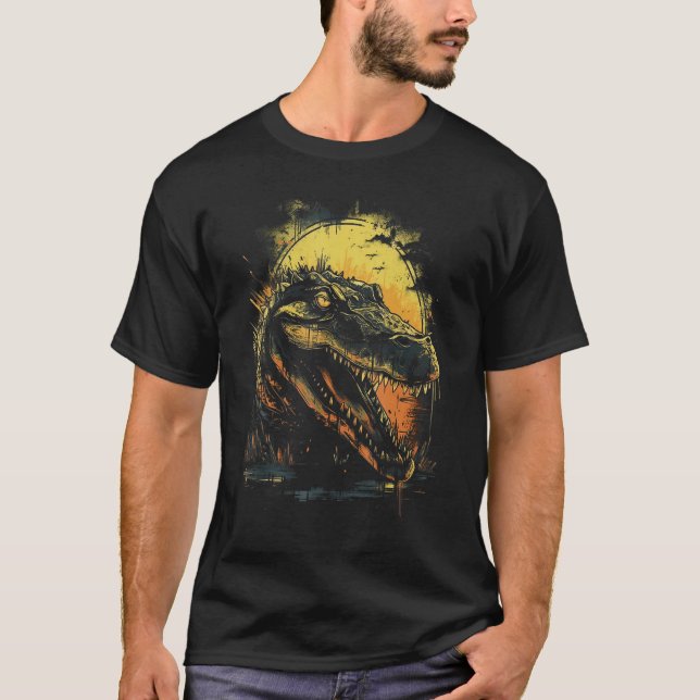 Camiseta Crocodile Animal Retro Style Graphic Tees for Men  (Anverso)