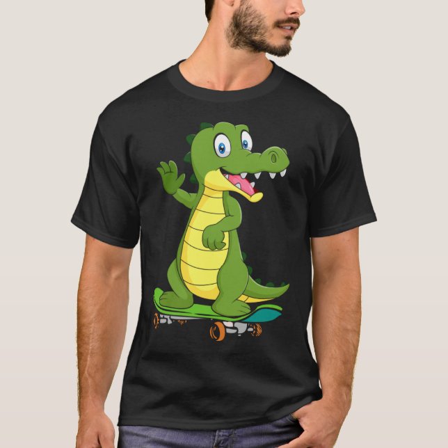 Camiseta Crocodile with skateboard skateboarding skater boy (Anverso)