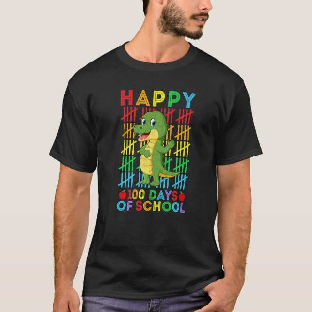 Camiseta Crocodiles Teacher Student Happy 100 Days of Schoo (Anverso)