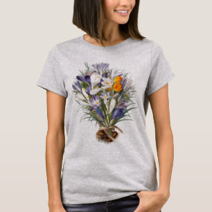 Camiseta Crocus Spring Flower Botanical Floral Art