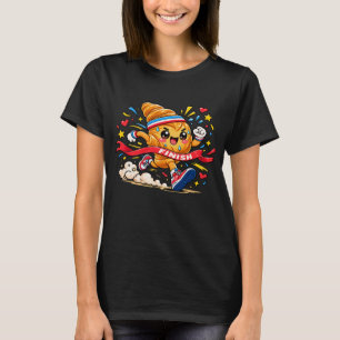 Camiseta Croissant Corredor Caricatura Línea de Meta Sprint