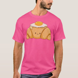 Camiseta Croissant Feliz con Huevo Cute Breakfast Food Art