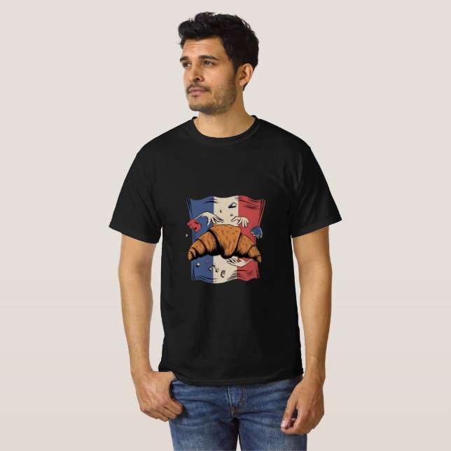 Camiseta Croissant with hands funny men t-shirt design (Anverso completo)