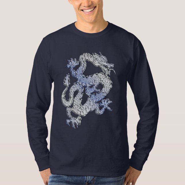 Camiseta Cromado azul como Dragon Carbon Fibon Style (Anverso)