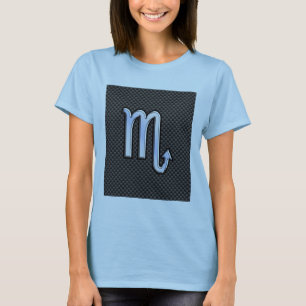 Camiseta Cromado como Rótulo Escorpio Zodiaco Carbono Impri