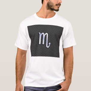 Camiseta Cromado como Rótulo Escorpio Zodiaco Carbono Impri