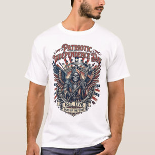 Camiseta Cromado Patriótico Segador Patriota Oscuro Esquele