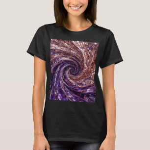 Camiseta Cromo Rosa Oro & Mosaico Vórtice de Púrpura Real  