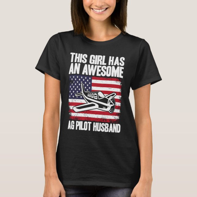 Camiseta Crop Duster American Flag AG Pilot Wife (Anverso)