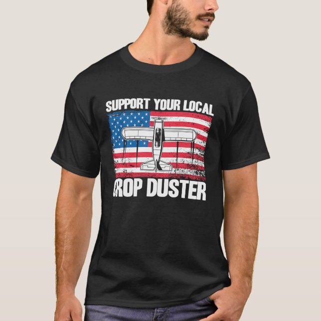 Camiseta Crop Duster American Flag Support Your Local Crop  (Anverso)