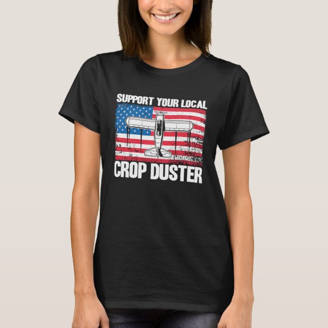 Camiseta Crop Duster American Flag Support Your Local Crop  (Anverso)