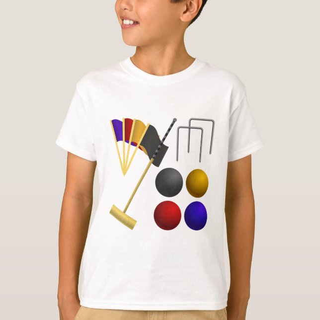 Camiseta Croquet Equipment Set Mallet Balls Hoops (Anverso)