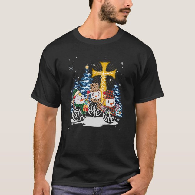 Camiseta Cross Faith Hope Ama a los Navidades cristianos de (Anverso)