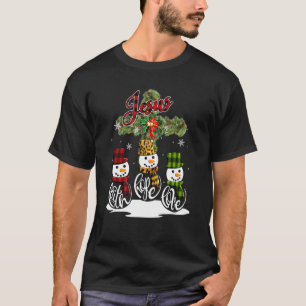 Camiseta Cross Jesus Merry Christmas Snowman Funny Xmas por