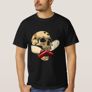 Camiseta Cross Pins Bowl Retro Skeleton Head Hallo