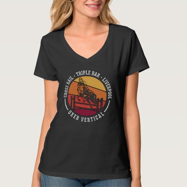 Camiseta Cross Rail Triple Bar Retro Loves Horse Riding Sho (Anverso)