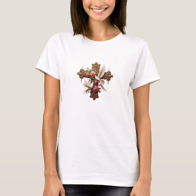 Camiseta Cross with Doves – Christian Faith Inspirational D (Anverso)
