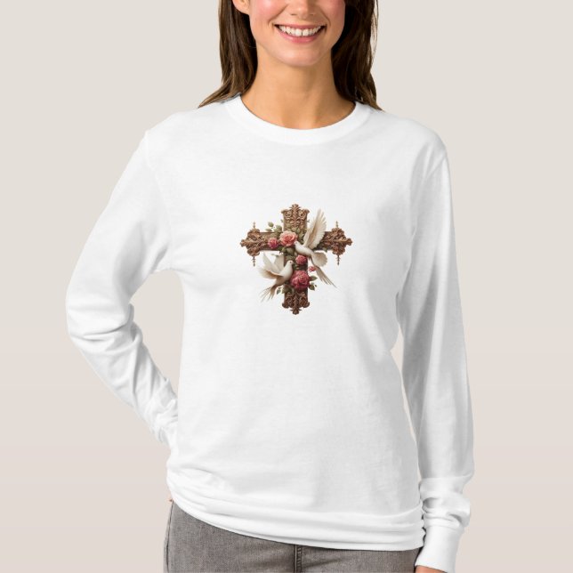 Camiseta Cross with Doves – Christian Faith Inspirational D (Anverso)