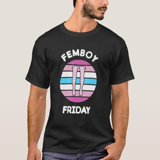 Camiseta Crossdressing Femboy Friday Retro Sunset Strin T (Anverso)