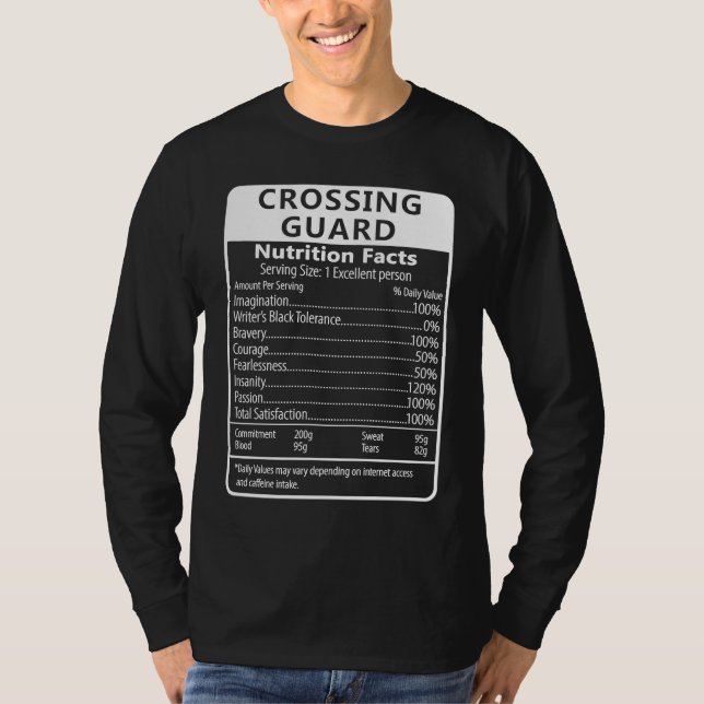 Camiseta Crossing Guard Nutrition Facts Sarcastic (Anverso)