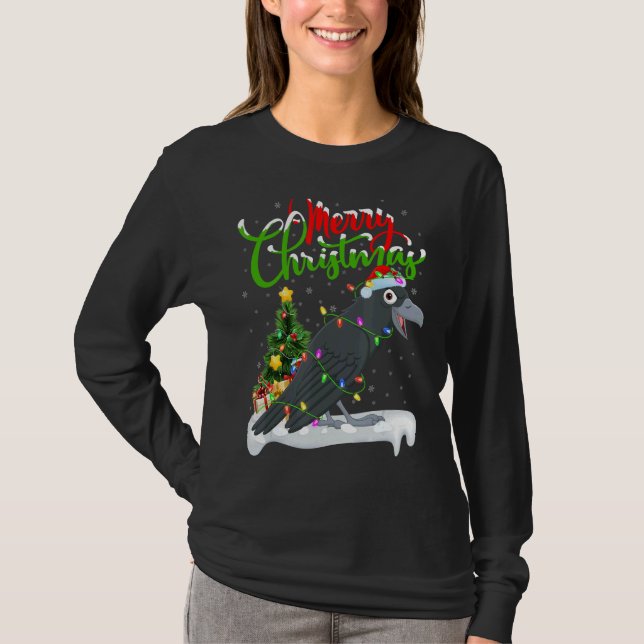 Camiseta Crow Bird Xmas Decoraciones Navidades de Santa Cro (Anverso)