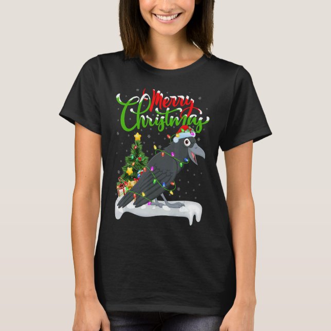 Camiseta Crow Bird Xmas Decoraciones Navidades de Santa Cro (Anverso)